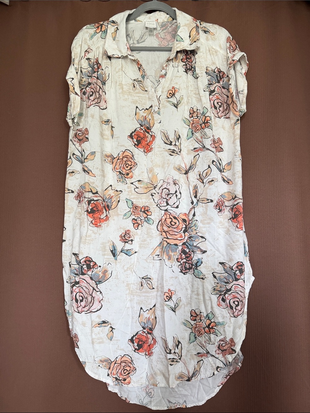 Cupio Floral Tunic - Cream and Red